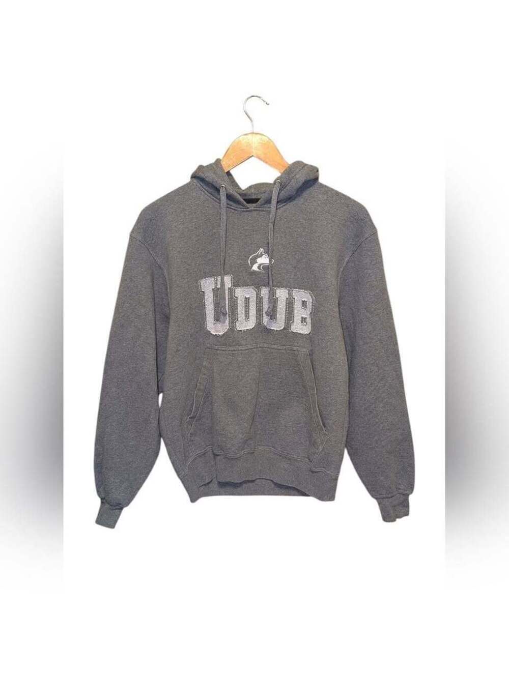 UW Huskies Gray Hoodie Distressed Appliqué College Sweatshirt NCAA Sportswear S